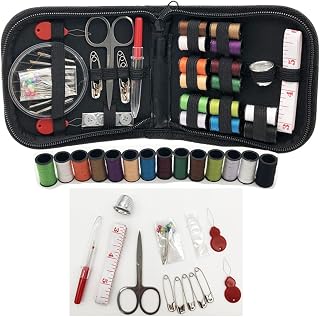 68 Pieces Portable Sewing Kit with Storage Bag for Home Travel Adults Beginners Emergencies Contains Thread, Scissors, Needles, Tape Measure