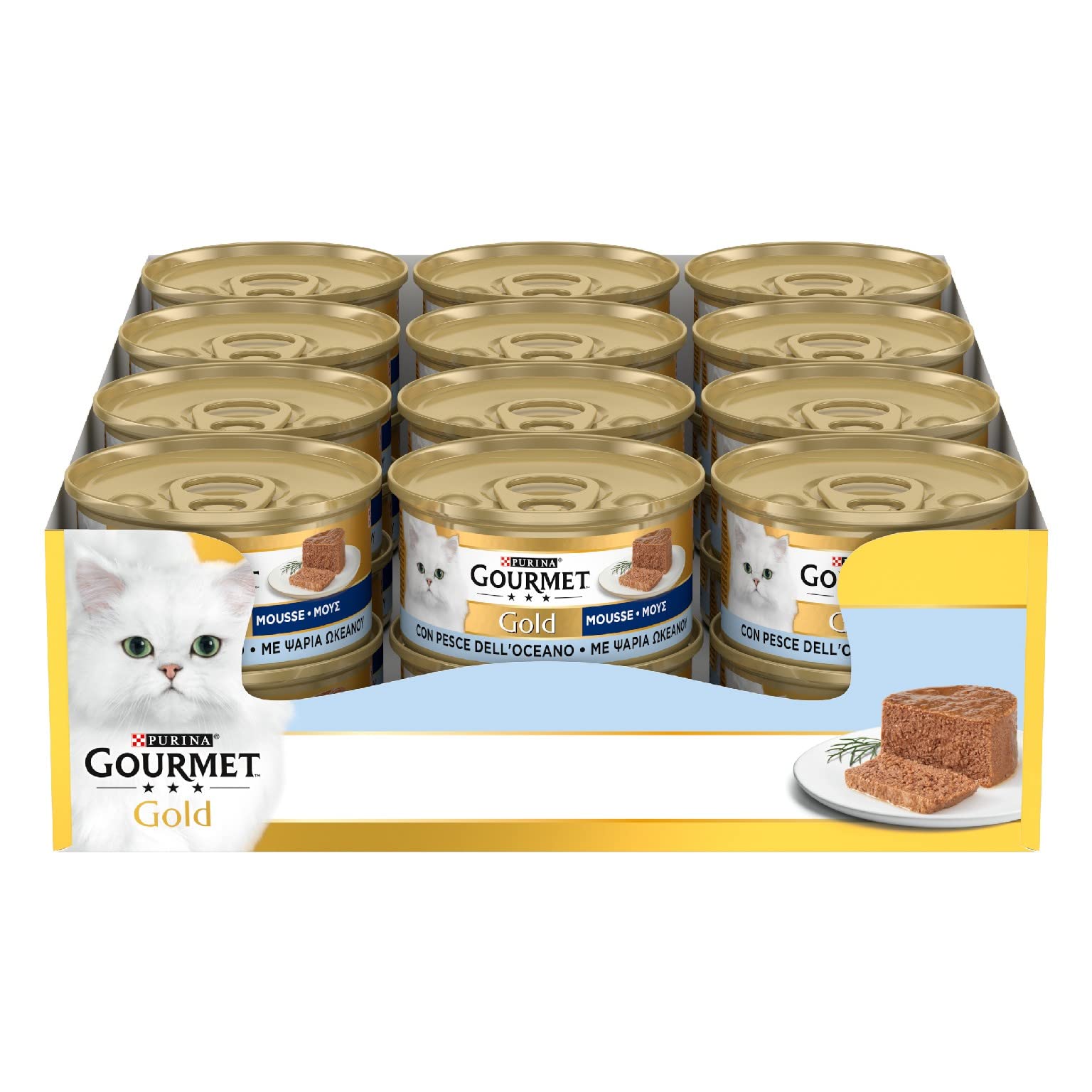 GOURMET Gold Wet Food for Adult Cats Mousse with Ocean Fish 24 x 3 oz Cans | Oce