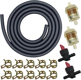 STRONGTHIUM 1/4" 6.6FT Rubber Gas Fuel Line Hose w/Clamps Valve & Filters