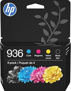HP 936 Black, Cyan, Magenta, Yellow Ink Cartridges (4-Pack) | Works with OfficeJet 9120, Pro 9110, 9120, 9130, Wide Format 9730 | Eligible for Instant Ink | 6C3Z5LN