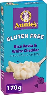ANNIE'S - MACARONI AND CHEESE Gluten Free Rice Pasta and White Cheddar, No Artificial Flavours or Synthetic Colours, Contains Real Cheese and Milk Ingredients