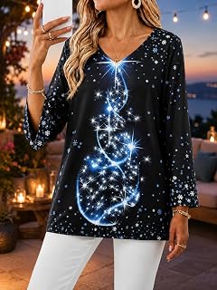 Women Tie Dye Print Tops Plus Size V Neck 3/4 Sleeve Casual Vacation Style Spring Summer Fashion Tshirt/Sweatshirt