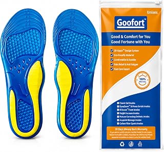 Goofort Gel Insoles for Men Women Plantar Fasciitis Jelly Insole Shock Absorbing Anti-Fatigue 3D-Xpain™ Shoe Inserts Comfort Cushion Heel Pain Relief Shoe pad for Work Boots Sports Standing All Day