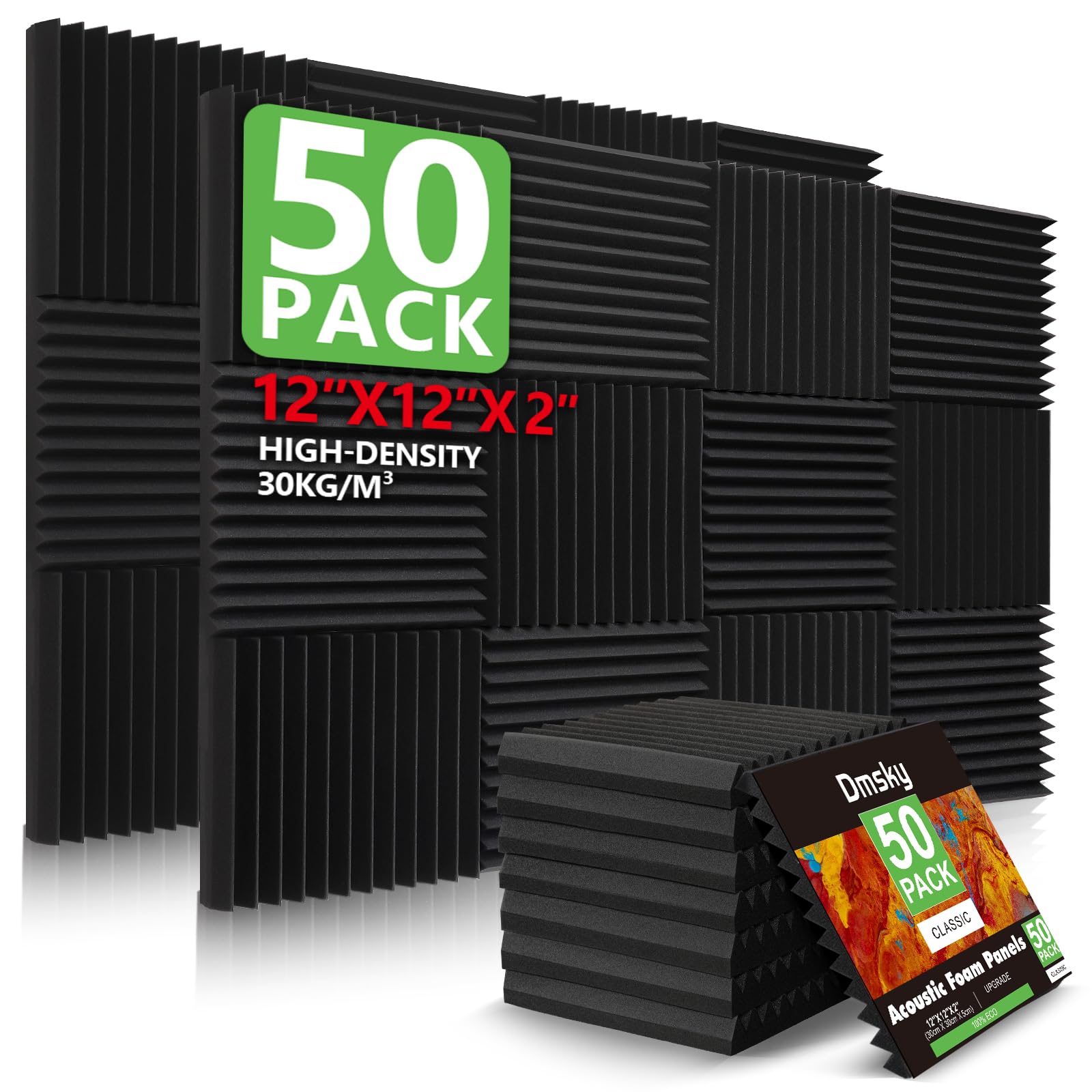 50 Pack Acoustic Foam Panels,2"X 12" X 12"Sound Proof Foam PanelsHigh Density So