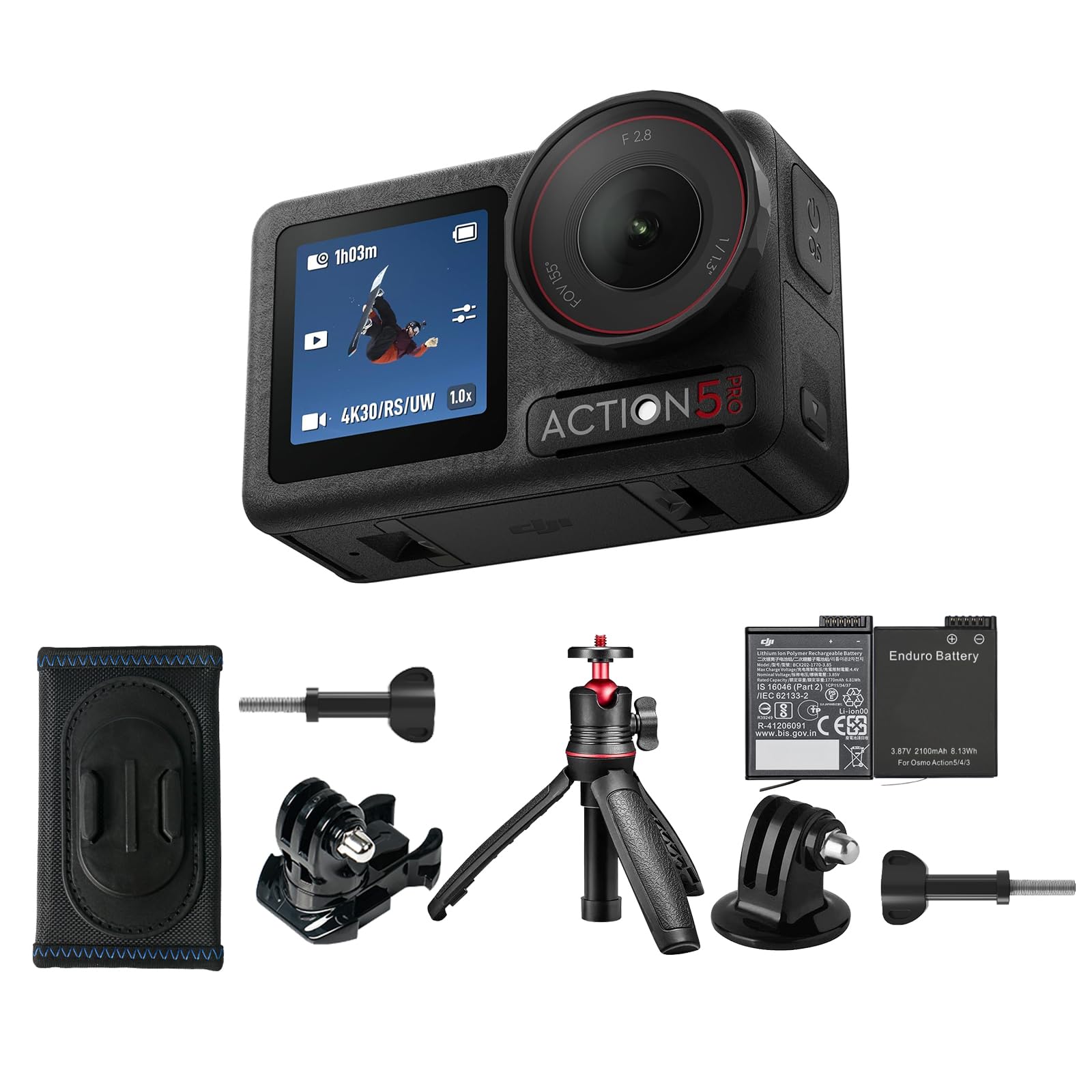 DJI Osmo Action 5 Pro Hiking Bundle, Waterproof Action Camera | 1/1.3" Sensor, 4