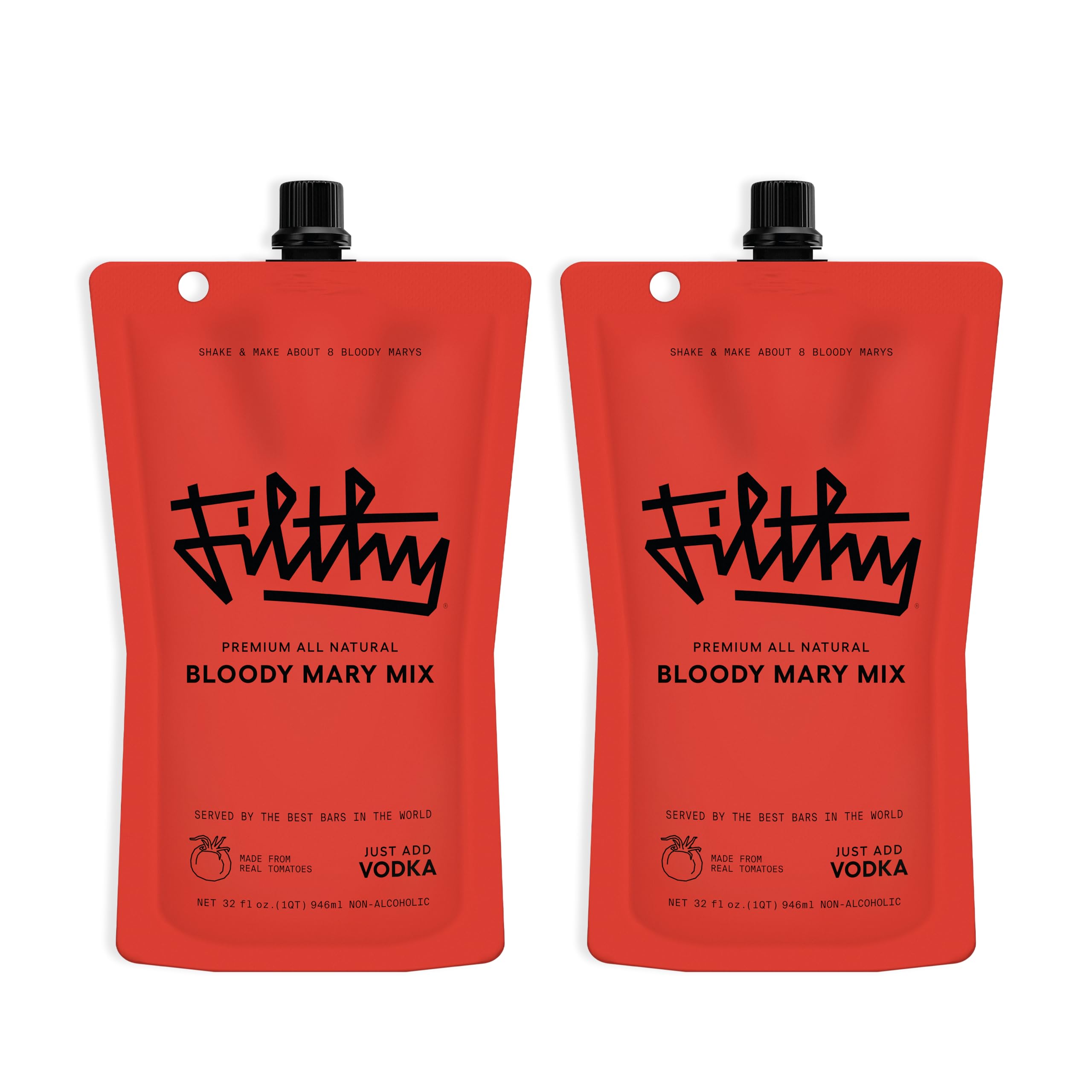 Filthy Bloody Mary Mix, Premium Cocktail Mixer - 32 Oz Pouch, 2 Pack | All-Natur