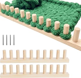 GIFMFTHK Lightweight Solid Wood Chunky Knitting Loom Kit -30" Modular Frame | Natural Pine Craft Board Expandable to 60/90/120" by Connecting Multiple Kits for Blankets, Beginner DIY Weaving Tool