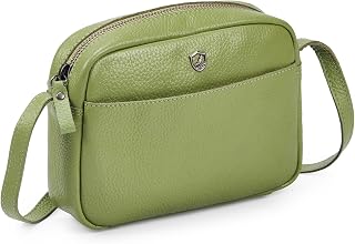 Crossbody Sling Bag for Women Trendy Real Leather Purse Mini Soft Pebbled Crossover with Card Case