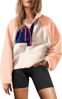 Yanekop Womens Fleece Pullover Jacket Sherpa Sweatshirt with Pockets