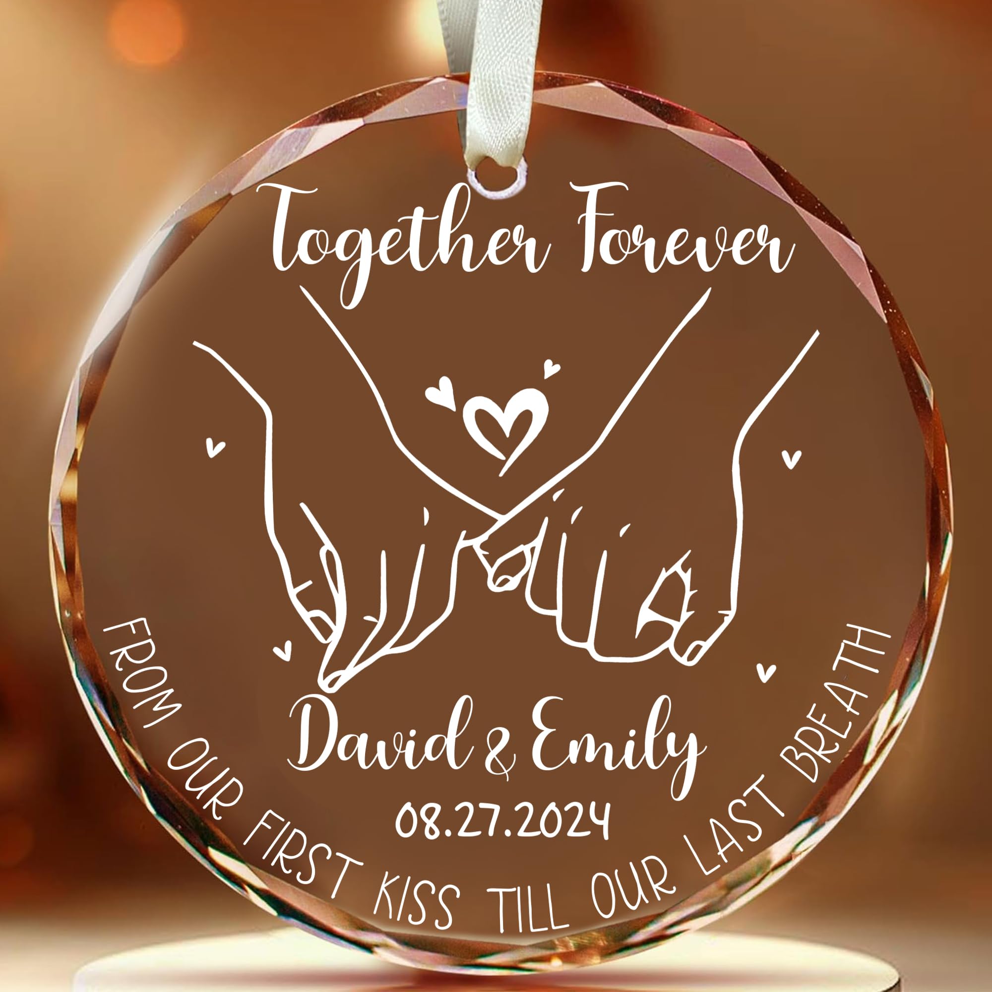 Personalized Together Forever Glass Ornament 2026 – Personalized Pinky Promise W