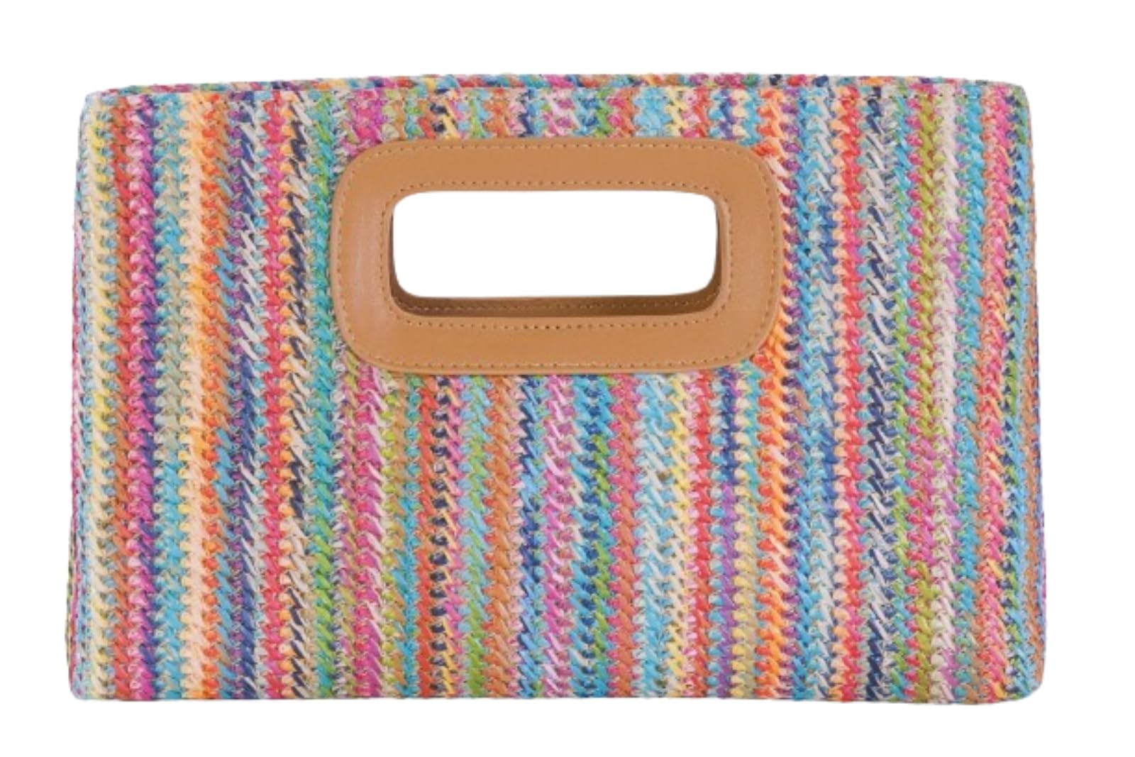 Natural Straw Flat Clutch Women 2024 Boho Purse Top Handle Crossbody Handbag Sty