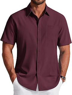 COOFANDY Men's Short Sleeve Dress Shirts Wrinkle Free Casual Button Down Shirts with Pocket