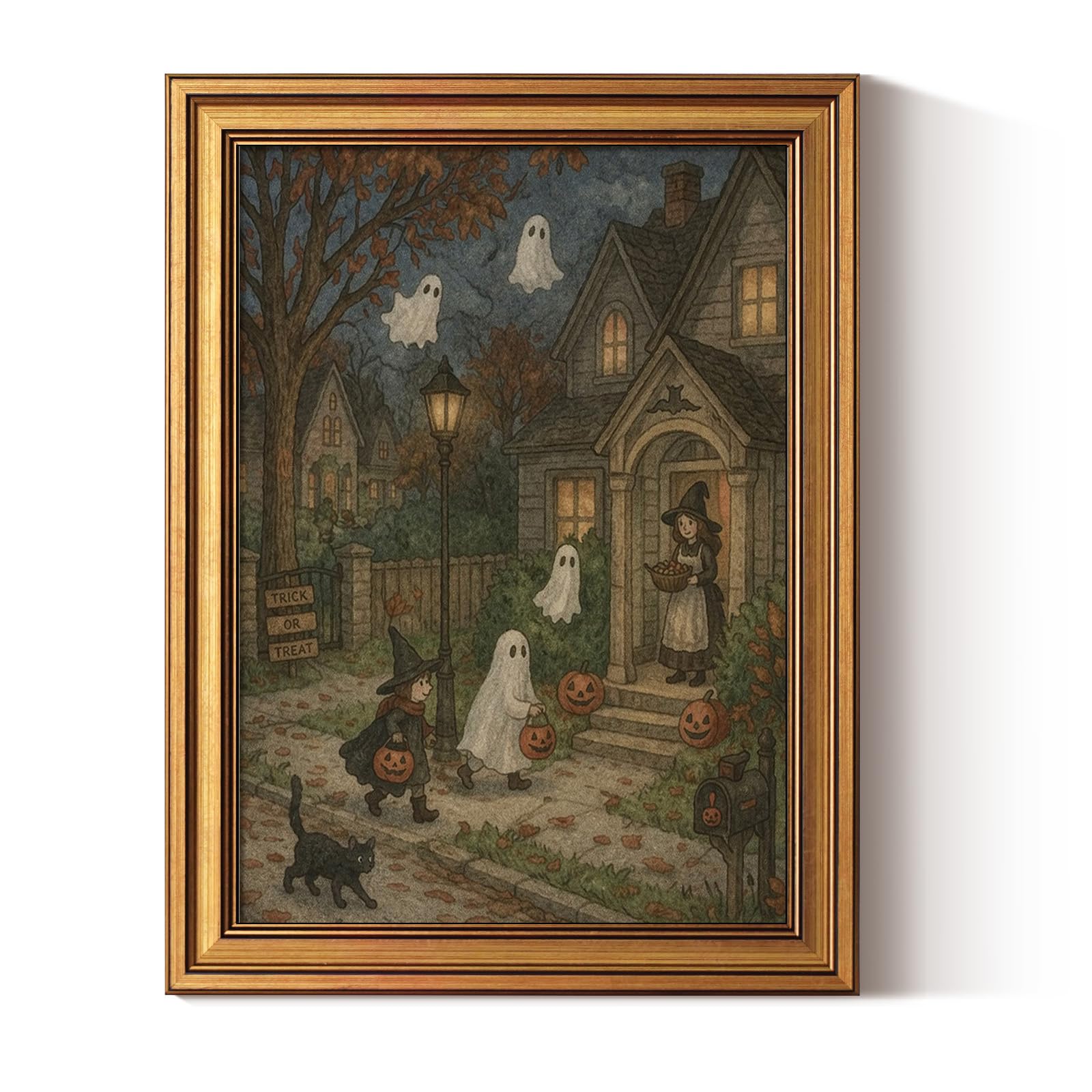ARPEOTCY Vintage Halloween Wall Art, Cute Ghost Canvas Prints 16x12 in | Funny G