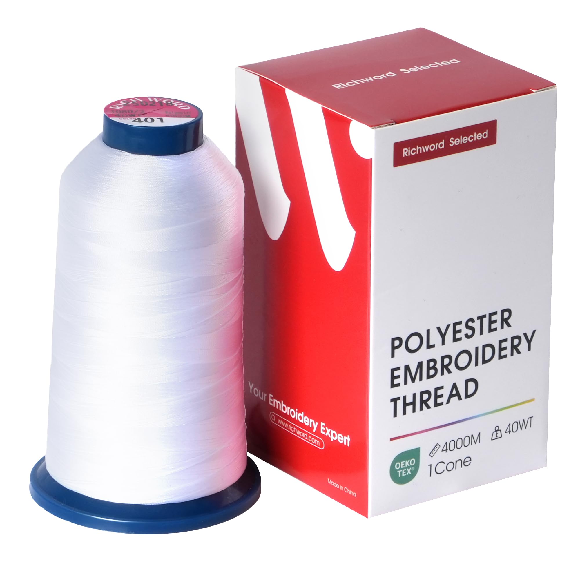 Poolin Polyester Machine Embroidery Thread 4000M 40WT White 0401 | Smooth Feedin