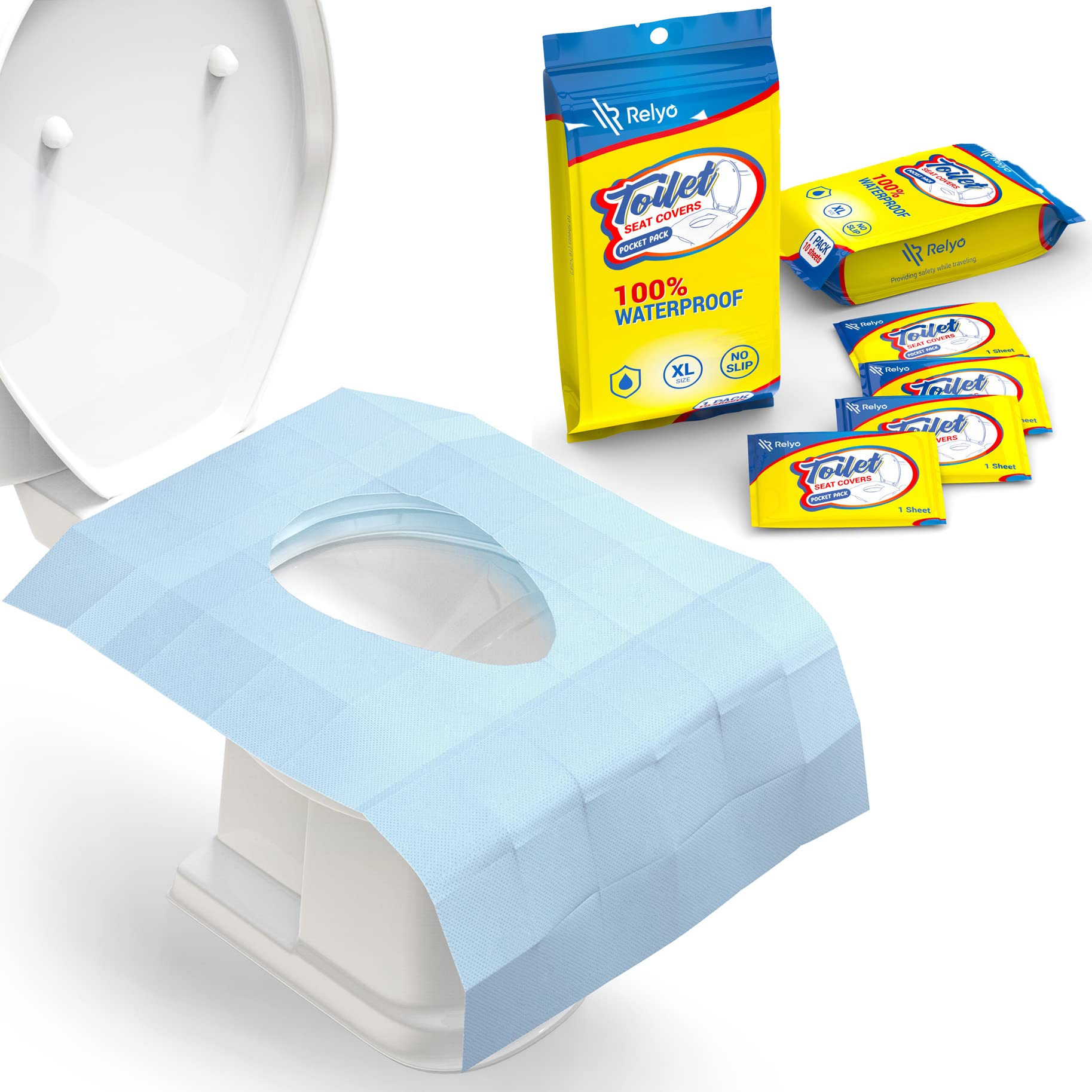Relyo 20 Pack XL Disposable Toilet Seat Covers – Waterproof Toilet Cover Sheets 