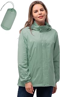 33,000ft Women's Compact Rain Jacket Lightweight Waterproof Rain Jacket with Hood Windproof Cycling Jacket