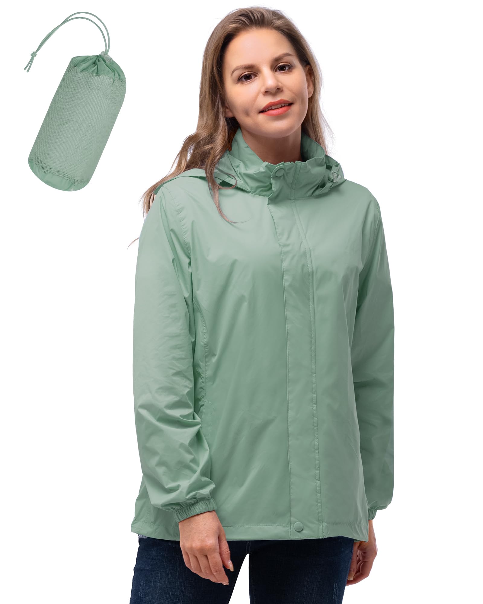 33,000ft Women's Compact Rain Jacket Lightweight Waterproof Rain Jacket with Hoo
