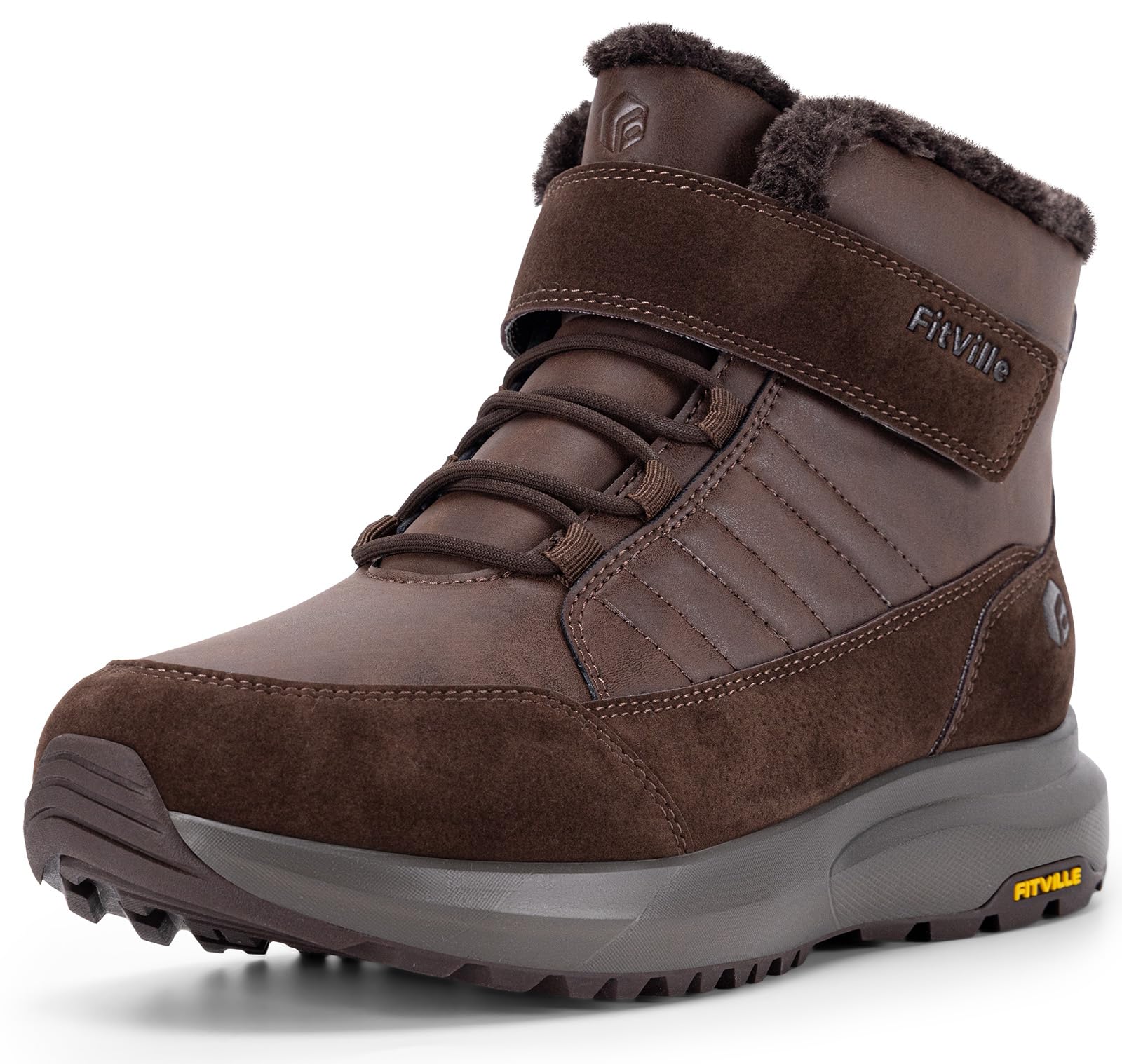 FitVille Men’s Winter Boots Extra Wide Snow Boots with Fur Lined Mens Hiking Boo