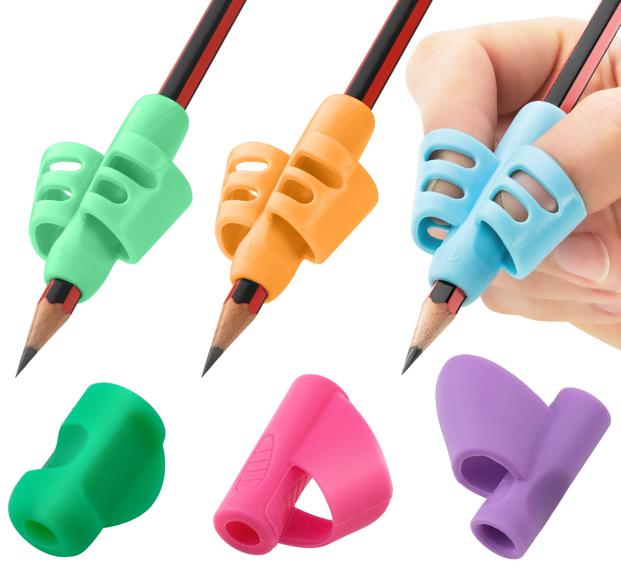 Stylo Pencil Grips for Kids Handwriting, Toddlers 2-5, Assorted, 6 Pack | Ergono