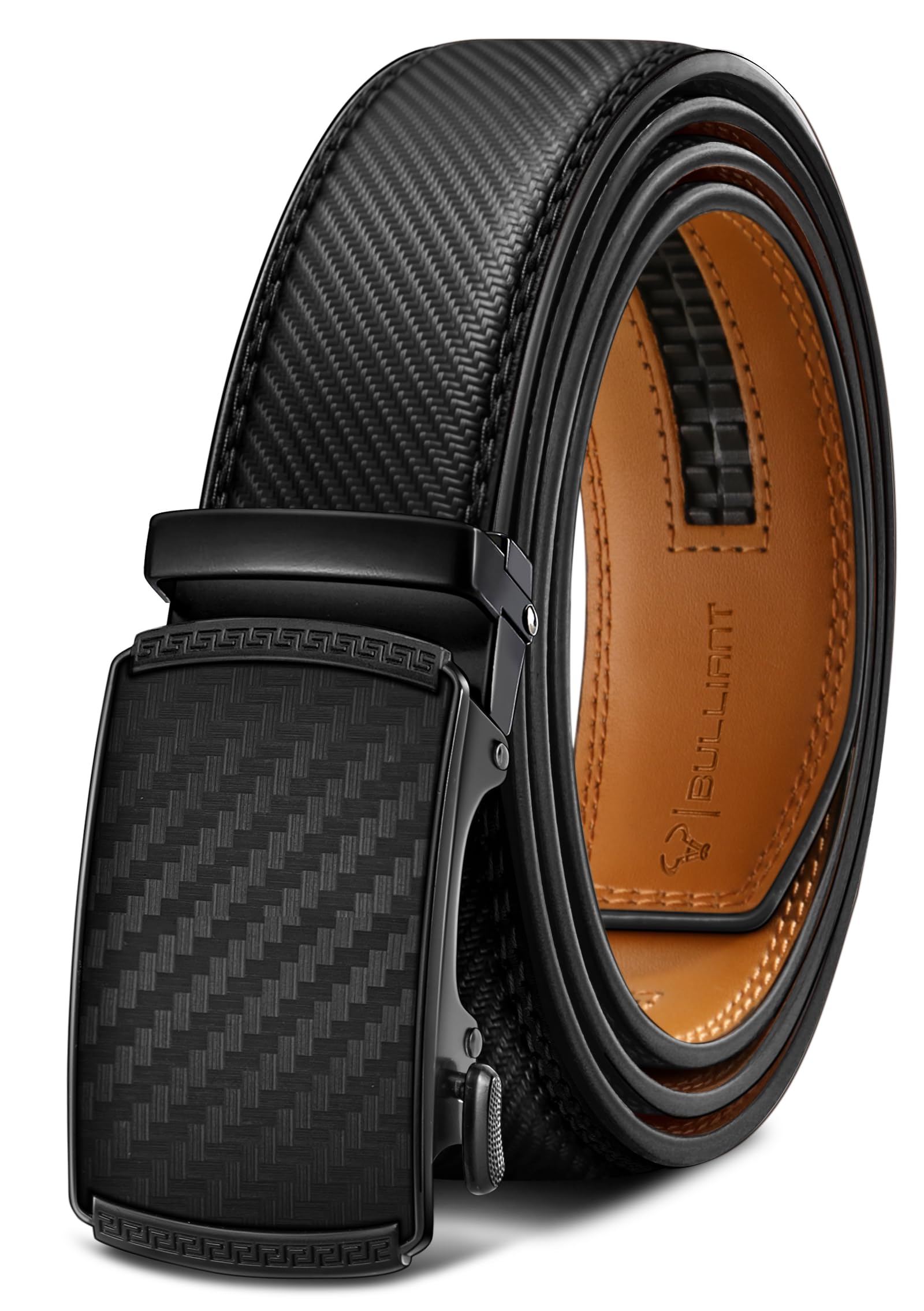 BULLIANT Men's Ratchet Leather Belt Trimmable 1 3/8“-Gift Boxed