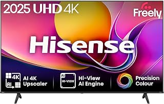 Hisense 43 Inch 43E6QTUK 4K Ultra HD Smart AI TV | 4K UHD, Hi-View AI Engine, Precision Colour, AI Smooth Motion and Sports Mode with Freely