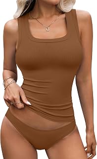 LYANER レディースリブニットカジュアルタンクトップ