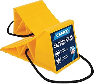 Camco RV Wheel Chocks with Rope - 2-Pack - Made in the USA