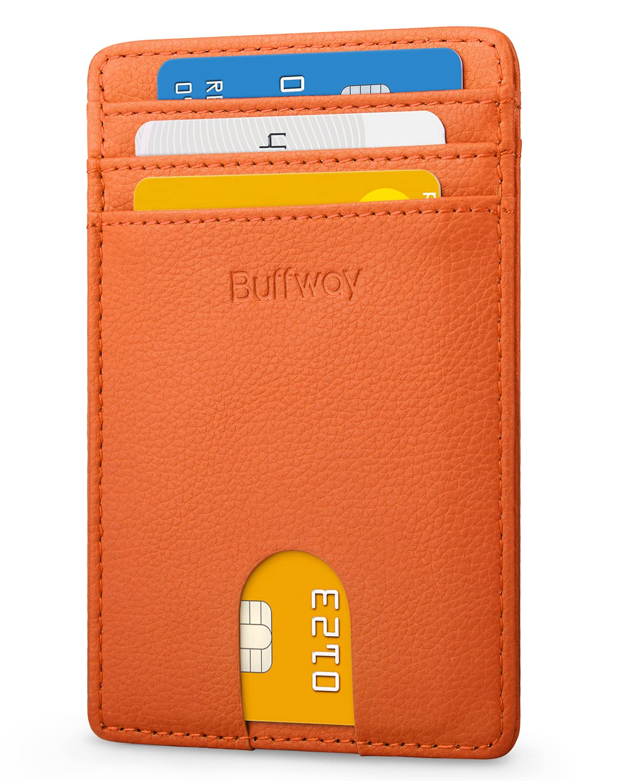 Buffway Mens Slim Wallet, Minimalist Thin Front Pocket Leather Credit Card Holde