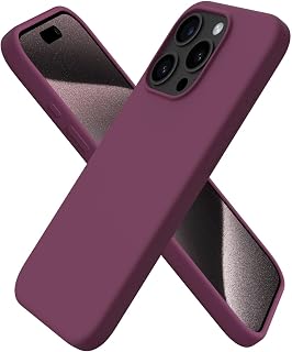 ORNARTO Compatible with iPhone 15 Pro Case 6.1", Liquid Silicone 3 Layers Full Covered Soft Gel Rubber Cover, Shockproof Protective Slim Phone Case with Anti-Scratch Microfiber Lining-Wine Red