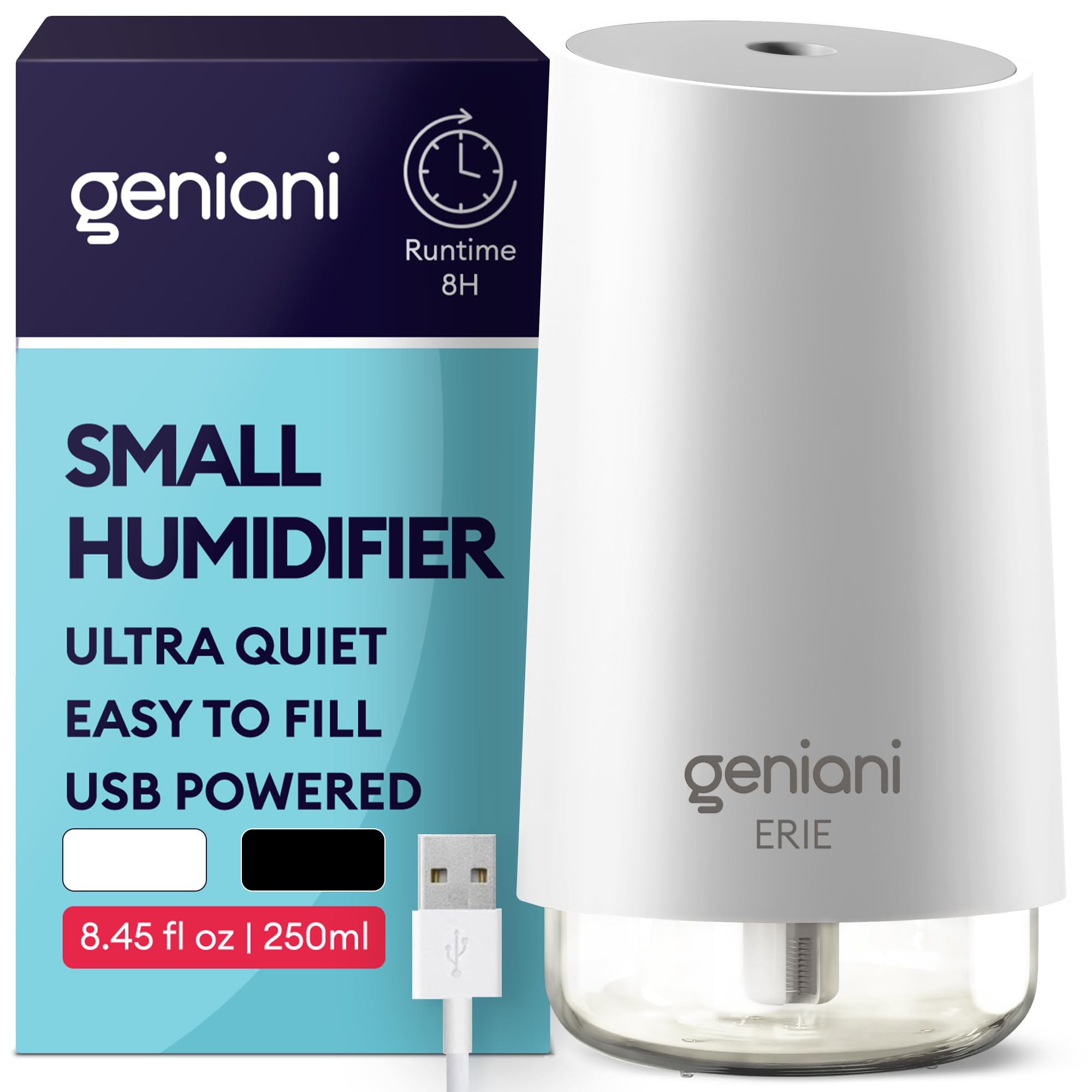 GENIANI Portable Cool Mist Humidifiers for Bedroom & Office - Ultrasonic Humidif