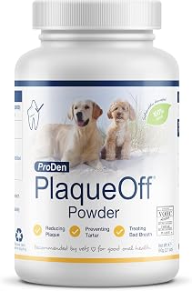 ProDen PlaqueOff Powder for Dogs - Dog Tartar and Plaque Remover - 60g | VOHC Accepted Dental Powder for Pet Oral Care - Supports Fresher Breath and Dental Hygiene - 100% Natural Kelp Formula