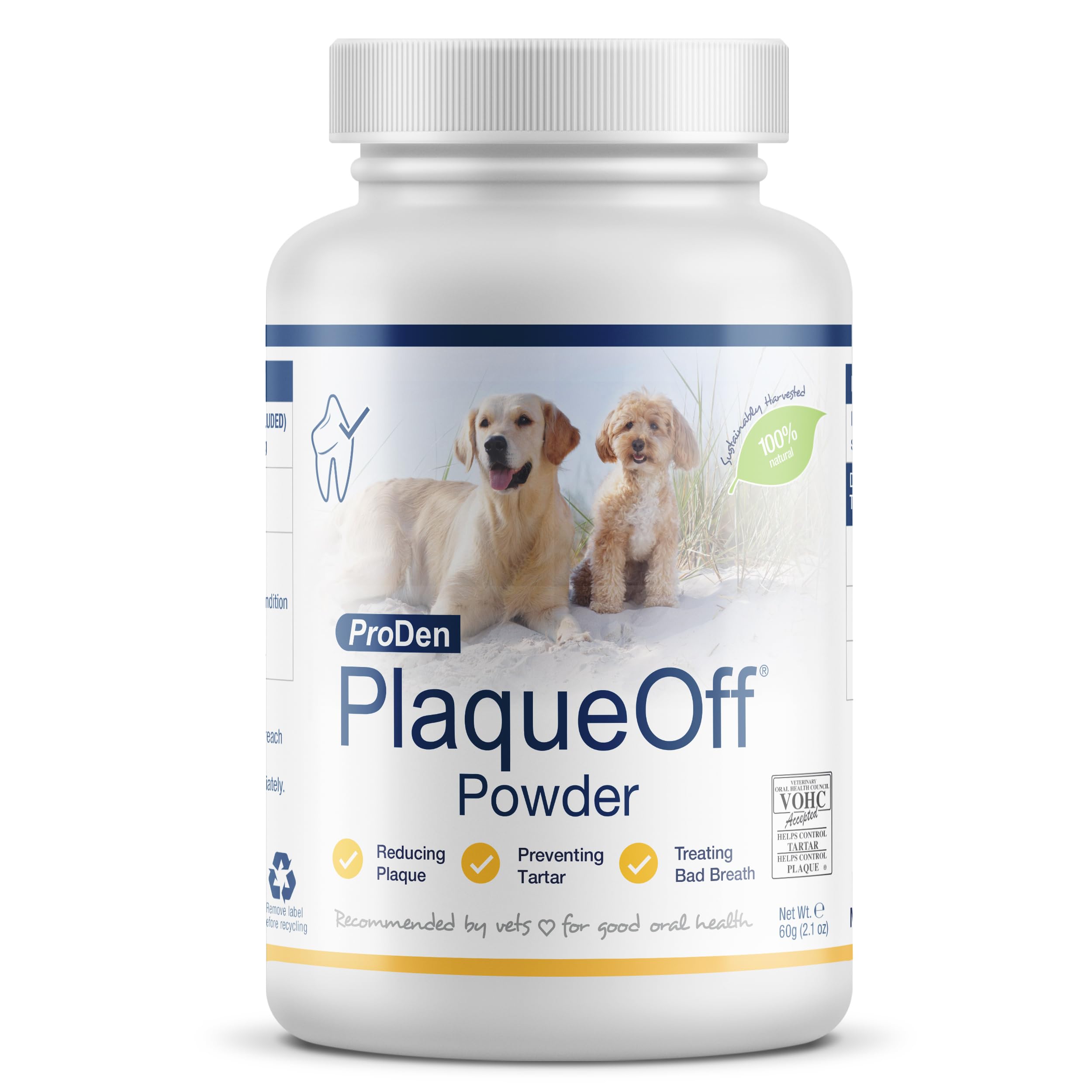 ProDen PlaqueOff Powder for Dogs - Dog Tartar and Plaque Remover - 60g | VOHC Ac