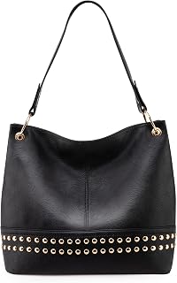 Purses for Women Hobo Bags Slouchy Shoulder Bag Tote Handbags, D-black, M