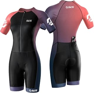 SLS3 Triathlon Suits Women - Elite Aero Sleeved Trisuit for Swim Bike Run | Quick-Dry Breathable Tri Suit Women with Italian Chamois Pad, Aero Short Sleeves, Pockets & Compression for All Distances