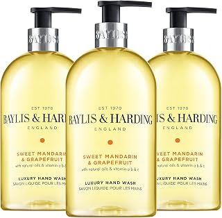Baylis & Harding Signature Luxury Hand Wash 500ml 3 pack | Sweet Mandarin & Grapefruit, Vegan Friendly, Made in UK