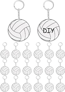 Taiyin 18 Pcs Large Size Volleyball Keychain Bulk DIY Sublimation Sports Charms Stuff Volleyball Gifts for Team Party Favors bag tags