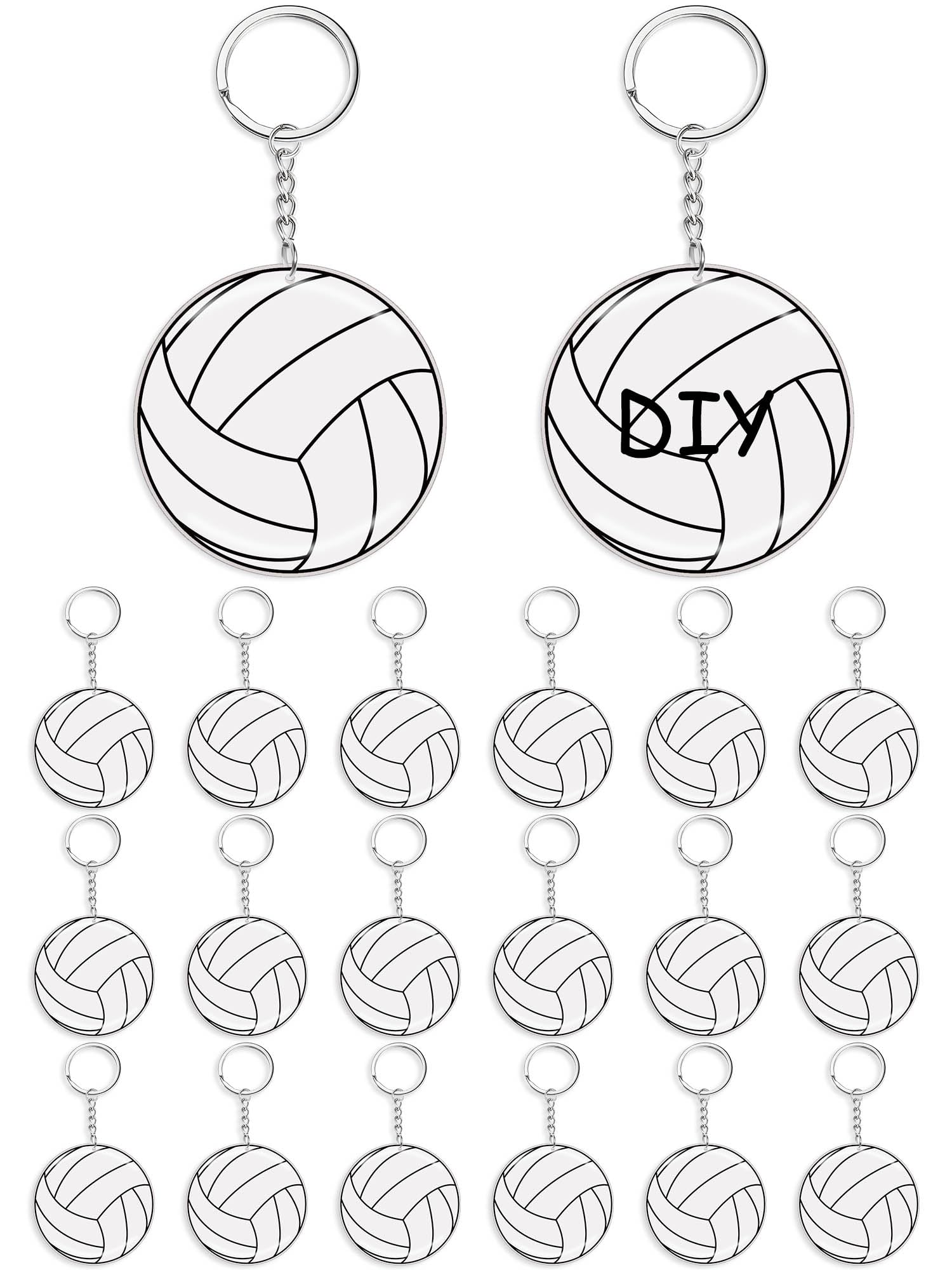 Taiyin 18 Pcs Large Size Volleyball Keychain Bulk DIY Sublimation Sports Charms 