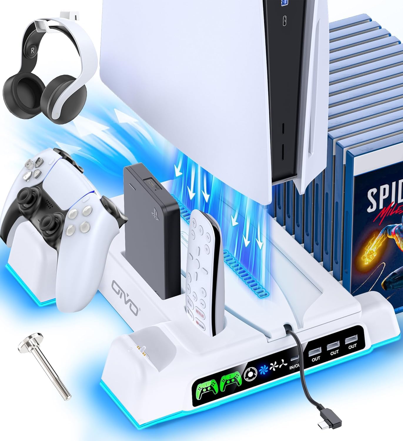 OIVO PS5/Slim/Pro Stand and Cooling Station with LED Controller Charging Station