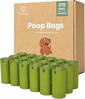 Dog Poop Bags, 270 Count, Corn Starch, Thick & Leak-Proof, Green