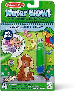 Melissa & Doug On the Go Water WOW! Animals Activity Pad Toy 4 Reusable Animal Pages, Refillable Water Pen, Mess-Free Travel Toys, Arts & Crafts, Sensory Play, Preschool Toys, Ages 3+