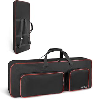 SUNDOY 61-Key Keyboard Gig Bag, Padded Electric Piano Case with 10mm Cushion, 600D Oxford Waterproof Fabric, Portable Keyboard Carrying Bag with Large Accessory Pockets