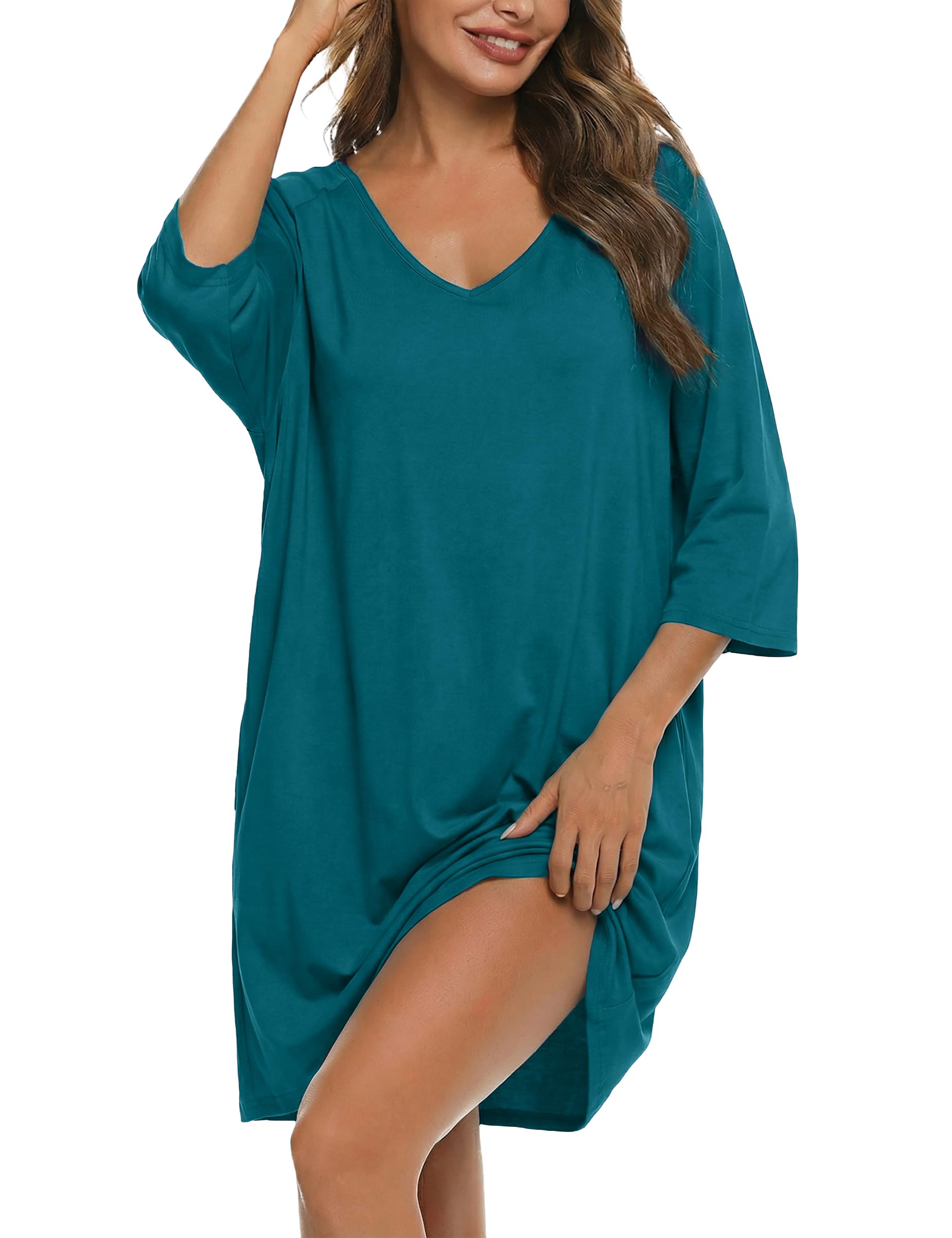 Bresdk Nightgowns Women Cotton Super Soft Nightgown Women's Plus Size Short Slee