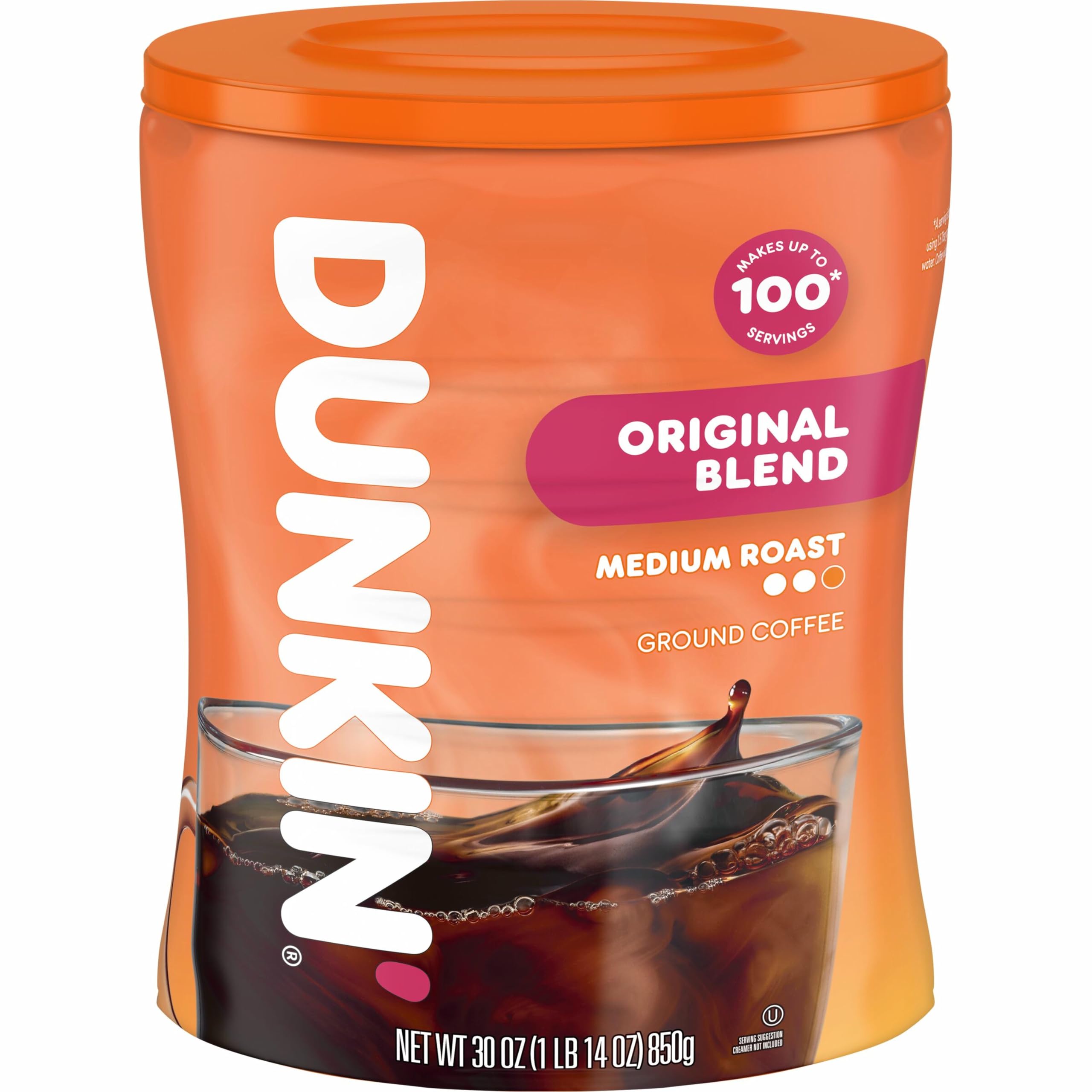 Dunkin’ Original Blend Medium Roast Ground Coffee, 30 Oz. Canister | Made with A
