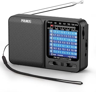 PRUNUS J-711 Portable Radio AM/FM Radio,USB-C Charging& AA Battery Operated | Excellent Reception, Long Antenna, Earphone Jack, Lanyard, Transistor Radios, Portable Radios AM FM