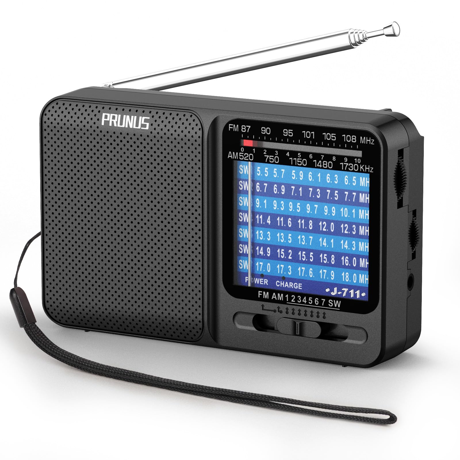 PRUNUS J-711 Portable Radio AM/FM Radio,USB-C Charging& AA Battery Operated | Ex