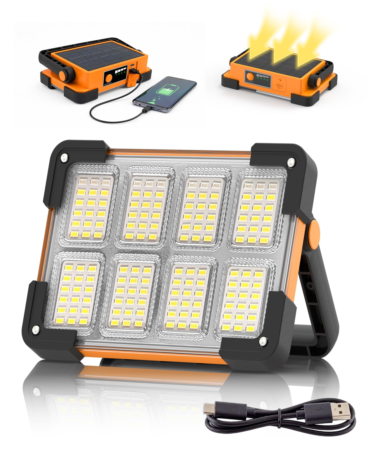 LED Rechargeable Work Light, LED Spot Light with USB Port, Portable Floodlight w