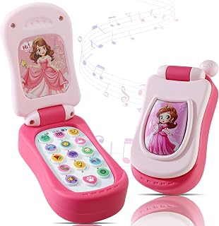 FENYAN Cell Phone Toy for 18 Months, Pretend Play Flip Smartphone Baby Toys | Preschool Learning and Education children Play Phone with Light and Music