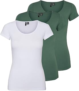 Vero Moda VMMAXI My - Soft SS U-Neck GA 3 Pack T-Shirt 10247489 Womens Grey (2X Dark Grey Melange/ 1x White) 2XL, Grey (2x Dark Grey Melange/ 1x White)