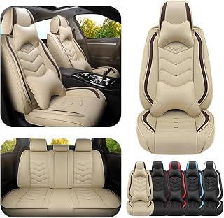 ADERN Car Seat Covers for VW ID.4 2021-2026, Premium Nappa Leather Car Seat Cover, Stylish Sport Seat Covers， Automobile Seat Cover Sets.(Luxury 5 Seats/Beige)