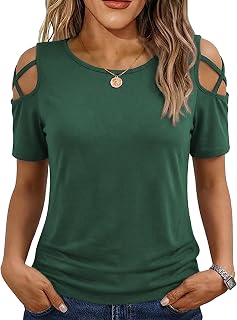 Jar of Love Women's Summer Tops Short Sleeve Cold Shoulder Tops T-Shirts for Women Spring Summer Tops Loose Fit Tunic 2026